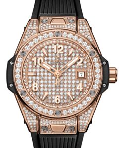 Hublot Big Bang 3-Hands One Click King Gold Full Pave 33mm 485.OX.9000.RX.1604 - BRAND NEW