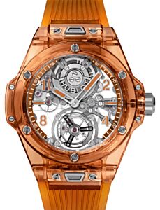 Hublot Big Bang Complications Tourbillon Automatic Orange Sapphire 45mm Orange Sapphire Crystal Skeleton Sapphire Dial Transparent Rubber Strap 419.JO.0120.RT - BRAND NEW