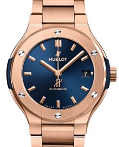 Hublot Classic Fusion 3-Hands Blue King Gold Bracelet 38mm 568.OX.7180.OX - BRAND NEW