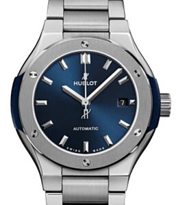Hublot Classic Fusion 3-Hands Blue Titanium Bracelet 33mm 585.NX.7170.NX - BRAND NEW