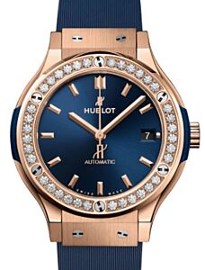 Hublot Classic Fusion 3-Hands King Gold Blue Diamonds 38mm 565.OX.7180.RX.1204 - BRAND NEW