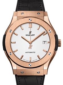 Hublot Classic Fusion 3-Hands King Gold Opalin 45mm Opaline Dial Rubber and Alligator Leather Straps 511.OX.2611.LR - BRAND NEW