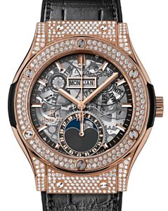 Hublot Classic Fusion Aerofusion Moonphase King Gold Pave 42mm 547.OX.0180.LR.1704 - BRAND NEW