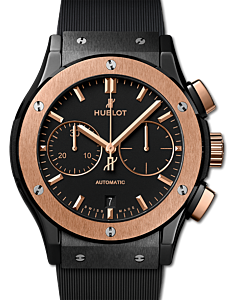 Hublot Classic Fusion Chronograph King Gold Black Dial Rose Gold Bezel Ceramic Rubber Strap 45mm 521.CO.1781.RX - BRAND NEW