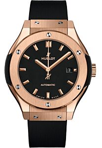 Hublot Classic Fusion King Gold Rose Black 33mm Dial Rubber Leather Strap Automatic 582.OX.1180.RX - BRAND NEW