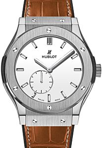 Hublot Classic Fusion Ultra-Thin White Index Dial Titanium Bezel Leather Strap 42mm 545.NX.2210.LR - BRAND NEW