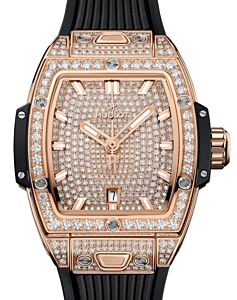 Hublot Shaped Spirit of Big Bang 3-Hands King Gold Full Pave 32mm 682.OX.9000.RX.1604