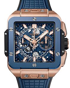 Hublot Shaped Square Bang Unico King Gold Blue Ceramic 42mm 821.OL.5180.RX