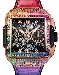 Hublot Shaped Square Bang Unico King Gold Rainbow Gemstones 42mm 821.OX.0118.LR.0999