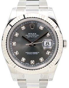 Rolex Datejust II 116334 Diamond Slate 18k White Gold Stainless Steel