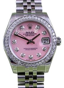 Rolex Datejust 31 Lady Midsize Stainless Steel Pink Mother of Pearl Diamond Dial & Bezel Jubilee Bracelet 278240 - BRAND NEW