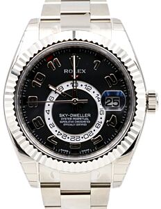 Rolex Sky-Dweller 326939 Men's 42mm Black Arabic 18k White Gold Oyster - BRAND NEW