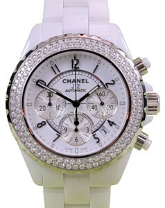 Chanel J12 H1008 White Ceramic Chronograph 41mm Automatic Date BRAND NEW