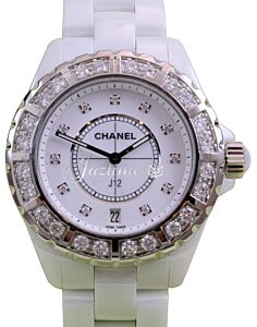Chanel J12 H2430 Ladies 38mm White Ceramic Diamond Bezel  Dial Quartz - BRAND NEW