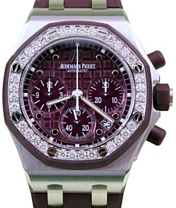 Audemars Piguet Offshore Chronograph 37mm Steel Diamond Bezel Plum Dial 26048SK.ZZ.D066CA.01