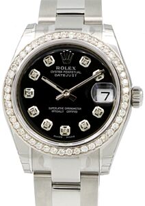 Rolex Datejust 31 Lady Midsize Stainless Steel Black Diamond Dial & Bezel Oyster Bracelet 278240 - BRAND NEW