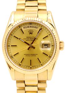 Rolex Day-Date 36 Champagne Index Fluted Yellow Gold President 118238 PRE-OWNED