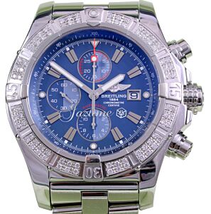 Breitling Super Avenger A13370 Diamond Bezel 48mm Blue Baton Stainless Steel