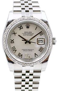 Rolex Datejust 36 White Gold/Steel White Roman Pave 6 Custom Diamond Dial & Bezel Jubilee Bracelet 126200 (126284RBR) - BRAND NEW