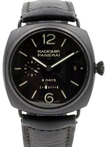 Panerai PAM 384 Radiomir 8 Days Ceramica Black Ceramic Leather Men's 45mm Leather 