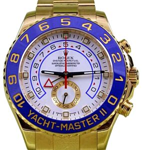 Rolex Yacht-Master II Yellow Gold White 44mm Dial Blue Hands Ceramic Blue Bezel 116688 - PRE-OWNED