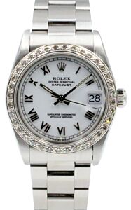Rolex Datejust 68240 Ladies 31mm Midsize White Date Roman Stainless Steel Oyster