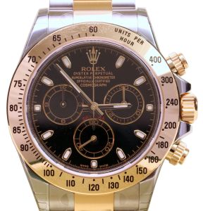 Rolex Daytona 116523 Black Chronograph Yellow Gold Stainless Steel 