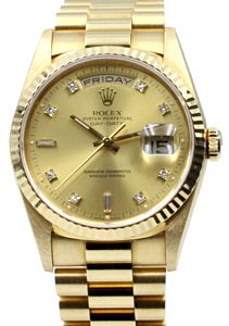Rolex Day-Date President 18238 Champagne 36mm Factory Diamonds 36mm 18k Yellow Gold 