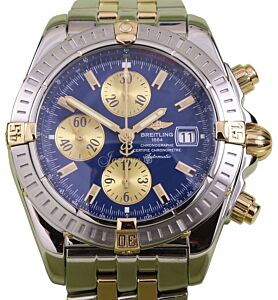 Breitling Chronomat Evolution B13356 Blue Two-Tone Yellow Gold Stainless Steel Thru Bracelet