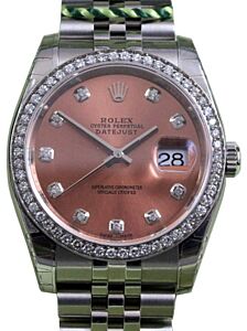  Rolex Datejust 36 White Gold/Steel Pink Custom Diamond Dial & Bezel Jubilee Bracelet 126200 (126284RBR)