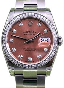  Rolex Datejust 36 White Gold/Steel Pink Custom Diamond Dial & Bezel Oyster Bracelet 126200 (126284RBR)