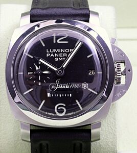 Panerai Luminor 8 Days GMT Stainless Steel 44mm Black Dial Alligator Leather Strap PAM00233 - BRAND NEW