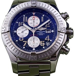 Breitling Super Avenger A13370 Men's 48mm Blue Arabic Stainless Steel Chronograph