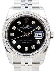 Rolex Datejust 36 White Gold/Steel Black Custom Diamond Dial & Bezel Jubilee Bracelet 126200 (126284RBR) - BRAND NEW