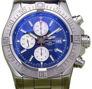 Breitling Super Avenger 2 A13371 Men's 48mm Blue Index Stainless Steel Pro 3 - BRAND NEW