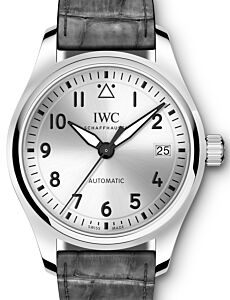 IWC Schaffhausen IW324007 Pilot's Watch Automatic 36 Silver Plated Arabic Stainless Steel Grey Leather 36mm Automatic