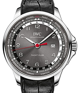 IWC Schaffhausen IW326602 Portugieser Yacht Club Worldtimer Slate Arabic Stainless Steel Black Leather Rubber 45.4mm Automatic