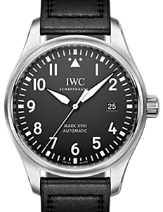 IWC Schaffhausen IW327001 Pilot's Watch Mark Xviii Black Arabic Stainless Steel Black Leather 40mm Automatic