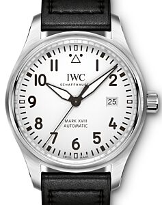IWC Schaffhausen IW327002 Pilot's Watch Mark Xviii White Arabic Stainless Steel Black Leather 40mm Automatic