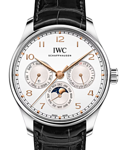 IWC Portugieser Perpetual Calendar Steel 42.2mm Silver-Plated Dial IW344203 - BRAND NEW