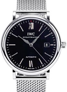 IWC Schaffhausen IW356506 Portofino Automatic Black Index Milanaise Mesh Stainless Steel 40mm Automatic