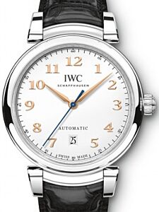 IWC Schaffhausen Da Vinci Automatic IW356601 Silver Arabic Stainless Steel Black Leather 40mm BRAND NEW