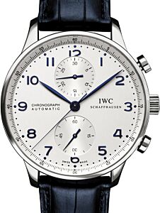 IWC Portuguese Automatic Chronograph IW371446 Silver Arabic Stainless Steel Leather 40.9mm - BRAND NEW