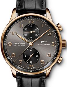IWC Schaffhausen IW371482 Portugieser Chronograph Ardoise Arabic Red Gold Black Leather 40.9mm Automatic