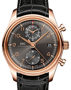 IWC Schaffhausen IW390405 Portugieser Chronograph Classic Ardoise Arabic Red Gold Black Leather 42mm Automatic