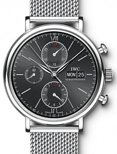 IWC Schaffhausen IW391010 Portofino Chronograph Black Index Milanaise Mesh Stainless Steel 42mm Automatic