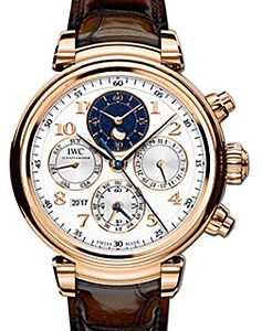 IWC Schaffhausen Da Vinci Perpetual Calendar Chronograph IW392101 Silver Arabic Red Gold Brown Leather 43mm BRAND NEW