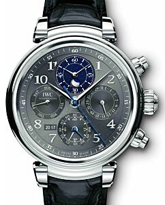 IWC Schaffhausen Da Vinci Perpetual Calendar Chronograph IW392103 Slate Arabic Stainless Steel Black Leather 43mm BRAND NEW