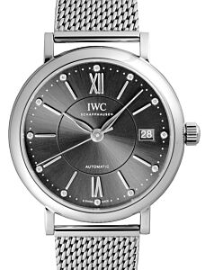 IWC Schaffhausen IW458110 Portofino Automatic 37 Ardoise Diamond Milanaise Mesh Stainless Steel 37mm Automatic