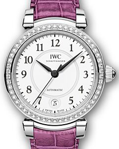 IWC Schaffhausen Da Vinci Automatic 36 IW458308 Silver Arabic Diamond Bezel Stainless Steel Pink Leather 36mm BRAND NEW